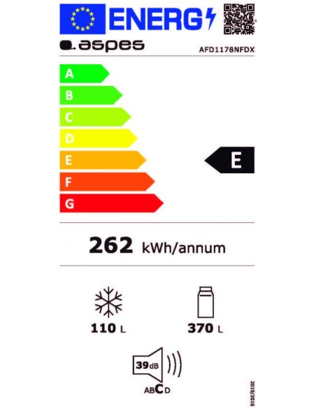 Frigorífico Aspes, No frost, A++/E, 178cm, 79,5cm, 68,6cm, Inox, Display Táctil, Universal
