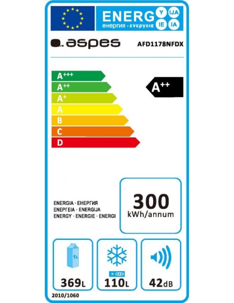 Frigorífico Aspes, No frost, A++/E, 178cm,...