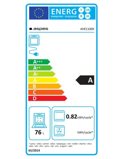 Horno Aspes, 76L, A, 59.5cm, 59.5cm, 57.5cm,...