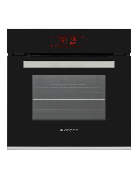 Horno Pirolítico Aspes, 68L, A, 59.5cm, 59.5cm, 57.5cm, Cristal Negro, Display Táctil, 9P, Turbo