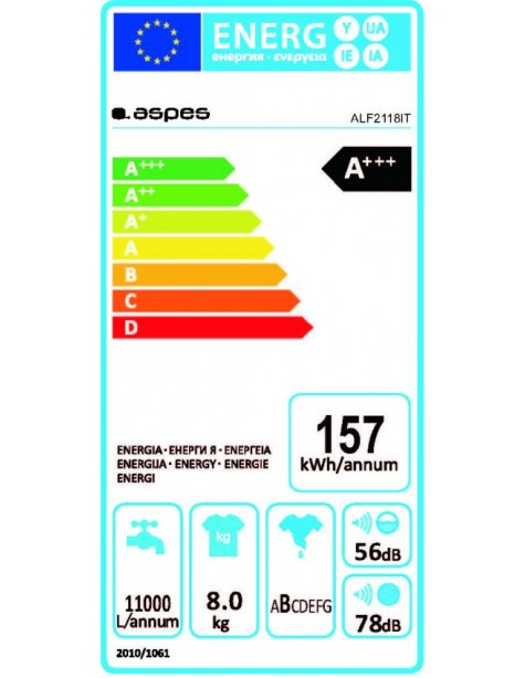 Lavadora 8kg Aspes, Integración, Inverter,...