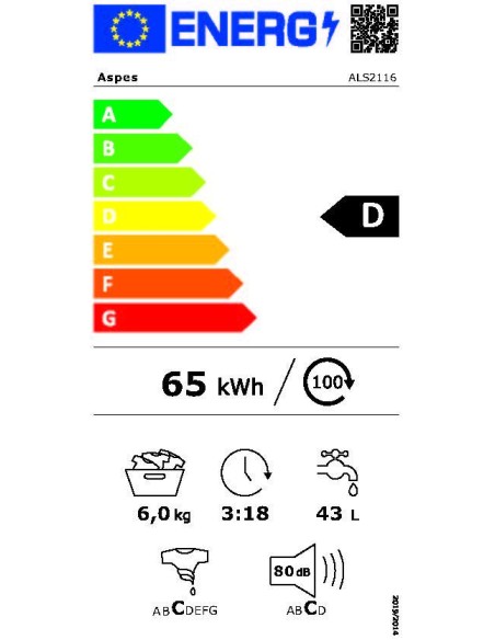Lavadora 6kg C. Superior, Universal, A+++/D, 1200rpm, 87,5cm, 40cm, 61cm, Blanca, Display Digital
