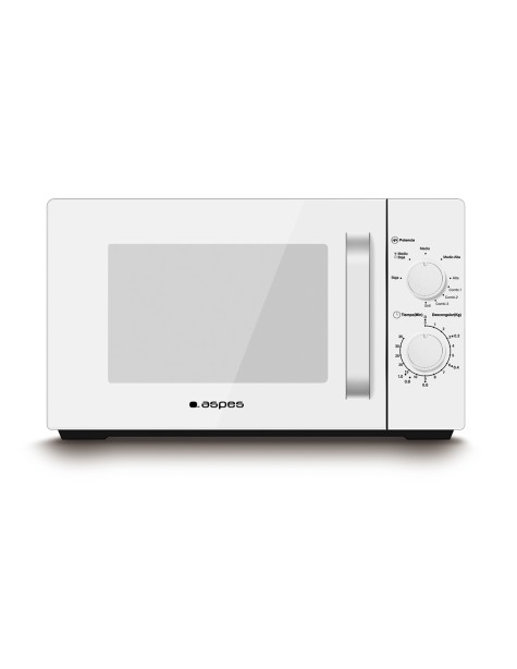 Microondas Aspes, estándar, 20L, 700W, 25.8cm, 44cm, 35.4cm, Blanco espejo, electrónico, 9p, Grill