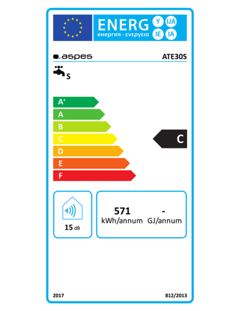 Termo Aspes, Eléctrico, 30L, C, 55.5cm,...