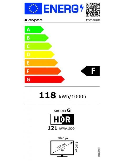 Smart TV Aspes, 60", 4K, Android 9, DVBT2-S2,...