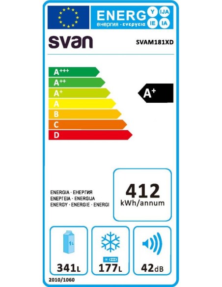 Americano Svan, No Frost, A+/F, 177cm, 90cm, 66cm, Inox, Touch Display, Dispensador Agua, Depósito