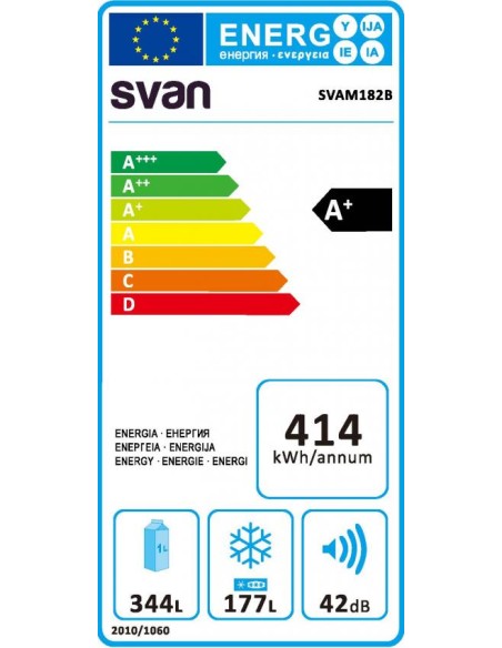 Americano Svan, No Frost, A+/F, 177cm, 90cm, 66cm, Blanco, Touch Display
