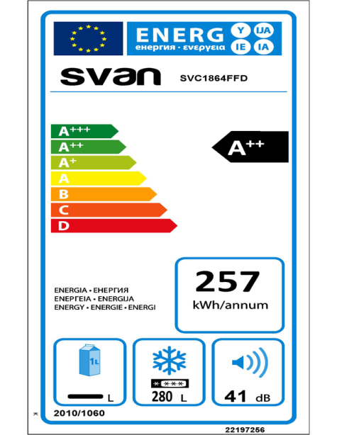 Congelador Svan, SmartFrost, A++/E, 186cm,...