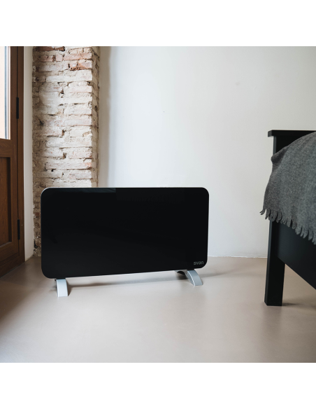 Radiador Plano Svan, 2 niveles de potencia 1500w, Cristal negro