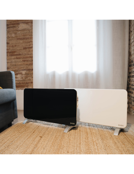 Radiador Plano Svan, 2 niveles de potencia 1500w, Cristal blanco 