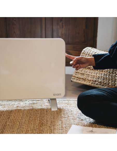 Radiador Plano Svan, 2 niveles de potencia 1500w, Cristal blanco 