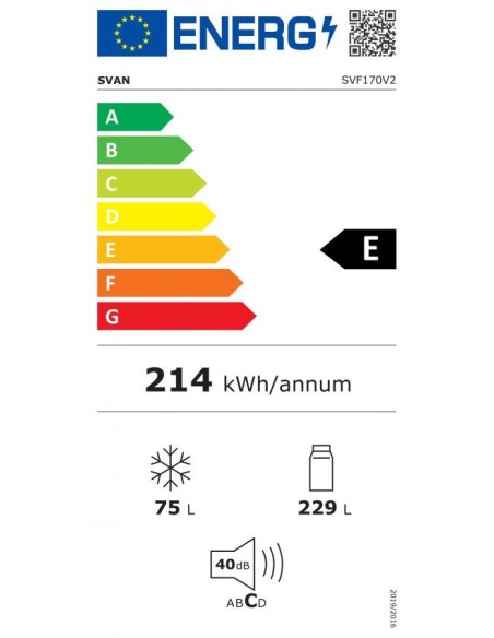 Frigorífico Svan, Ventilado, A++/E, 172cm, 60.5cm, 59.5cm, Blanco, Electrónico