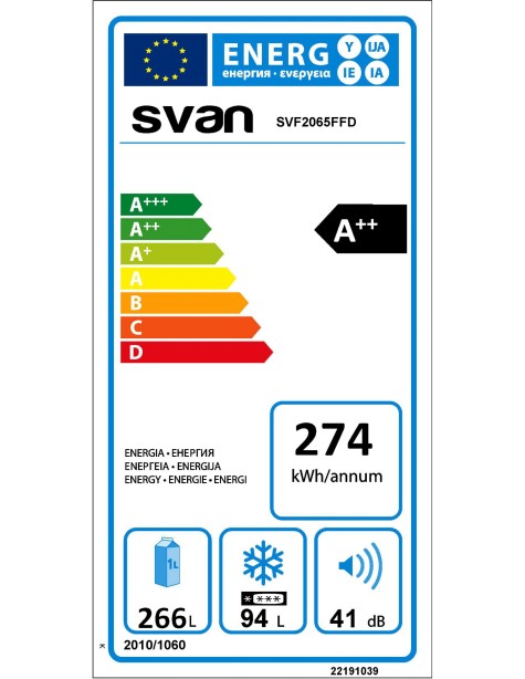 Combi Svan, Smatfrost, A++/E, 201cm, 59,5cm,...