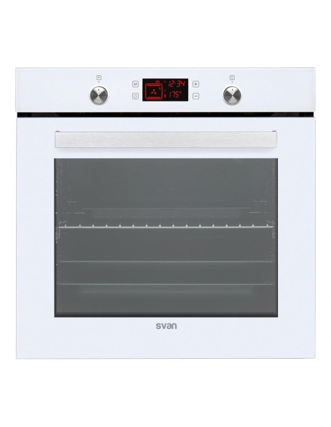 Horno Svan, 78L, A, 59.5cm, 59.5cm, 57.5cm, Cristal Blanco, Display Táctil, 10P, Cortina Aire