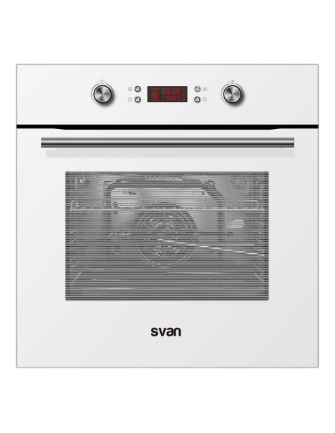 Horno Svan, Pirolítico, 70L, A, 59.5cm, 59.5cm, 57.5cm, Cristal Blanco, 12P, Display, Turbo