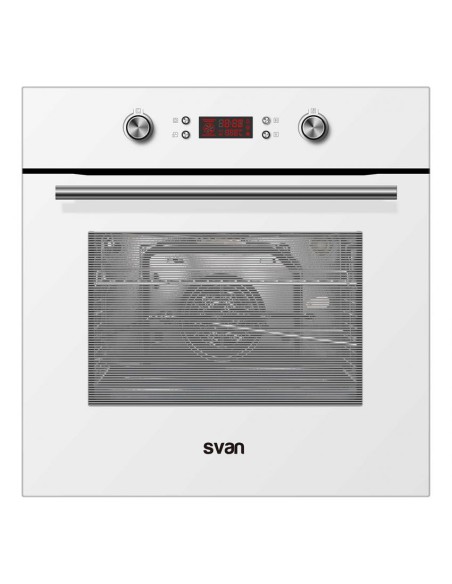 Horno Svan, Pirolítico, 70L, A, 59.5cm, 59.5cm, 57.5cm, Cristal Blanco, 12P, Display, Turbo