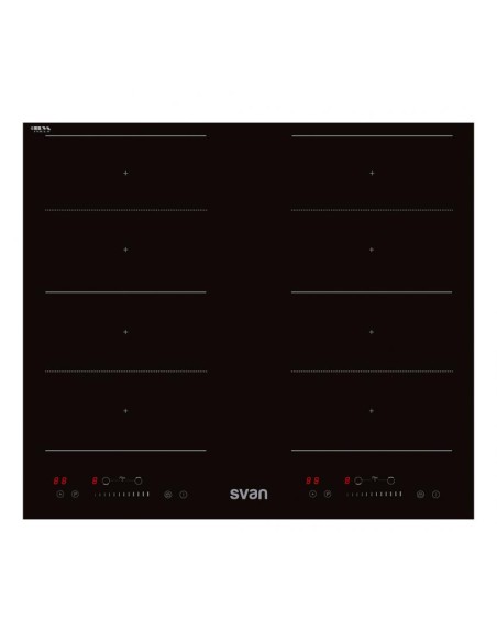 Placa Inducción Svan, 7200w, 6,2cm, 59cm, 52cm, Cristal Negro, Touch Slider, 4Z+2F, Booster
