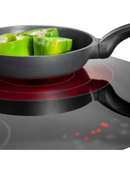 Placa Inducción Svan, 6200w, 59cm, 52cm, 6cm, Cristal Negro, Touch Control, 3Z, Booster