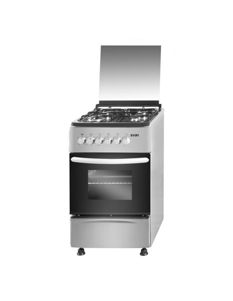 Cocina Svan, Mixta, 87cm, 50cm, 58.2cm, Inox, En.Inox, TapaCristal, 4F, 55L, A, 4P, Kit Gas, Grill