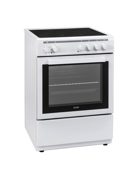 Cocina Svan, Eléctrica, 85cm, 60cm, 60cm, Blanca, Vitro 4Z, 65L, 6P, Turbo