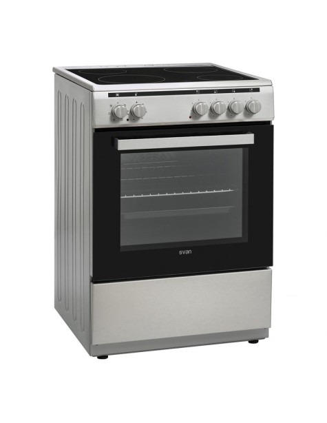 Cocina Svan, Eléctrica, 85cm, 60cm, 60cm, Inox, Vitro 4Z, 65L, 6P, Turbo