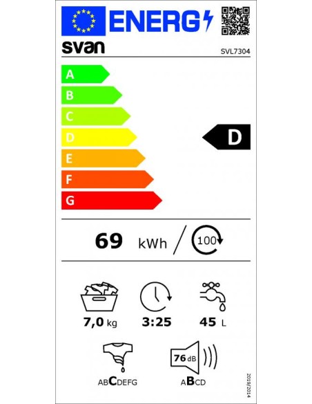 Lavadora Svan, 7kg, 1000rpm, A++/D, 84.5cm, 59.7cm, 52.7cm, Blanca, Electronica, Antialérgico