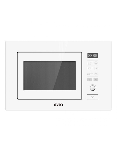 Microondas Integración Svan, 800w, 38,2cm, 59,4cm, 34,3cm,Metacrilato Blanco,Digital,Grill,20 Litros