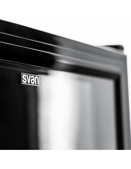 Refrigerador Svan, Cíclico, 115L, A/E, 84.8cm, 54cm, 54cm, Negro, Electrónico, Puerta Cristal 