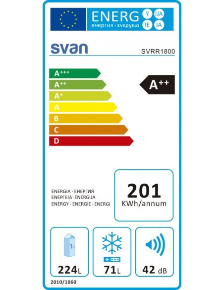 Frigorífico Svan, Ventilado, A++, 182cm, 59,9cm, 62,8cm, Rojo, Mecánico