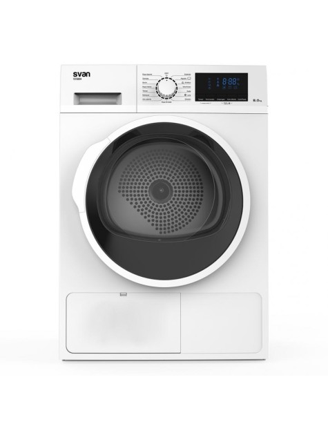 Secadora 8kg Svan, Bomba de calor, A++, 84,5cm, 59,6cm, 60,9cm, Blanco, Display Digital, Puerta Big