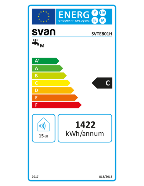 Termo eléctrico Svan, Horizontal, 80L, C,...