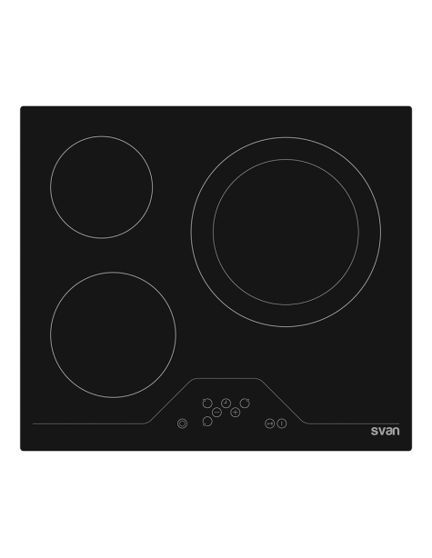 Placa Radiante Svan, 5700w, 5cm, 59cm, 52cm, Cristal Negro, Touch Control, 3Z Triple corona