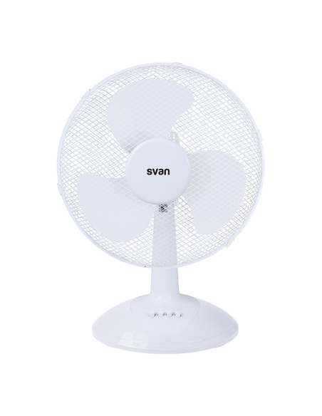 Ventilador Sobremesa Svan, 12'', 40W, Blanco, 3 Velocidades, Electrónico, Oscilación