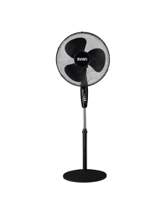 Ventilador Pie Svan, 16'', 50W, Negro, 3 Velocidades,...