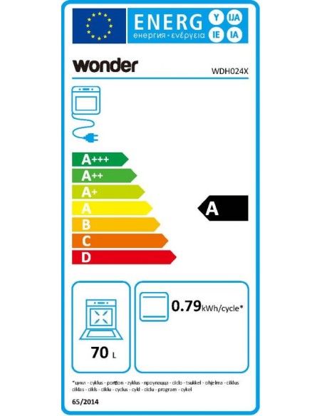 Horno Wonder, A, 59.5cm, 59.5cm, 57.5cm, Inox, 2F, 70 Litros, Electrónico
