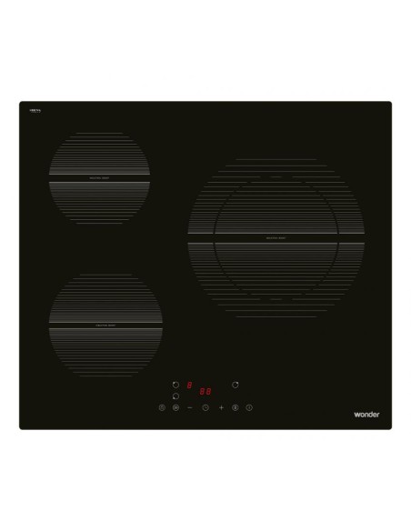 Placa Inducción Wonder, 6200w, 59cm, 52cm, 6cm, Cristal Negro, Touch Control, 3Z, Booster