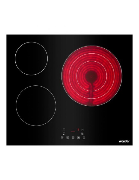 Placa Radiante Wonder, 5700w, 5.5cm, 59cm, 52cm, Cristal Negro, Display Táctil, 3Z Paellero Triple