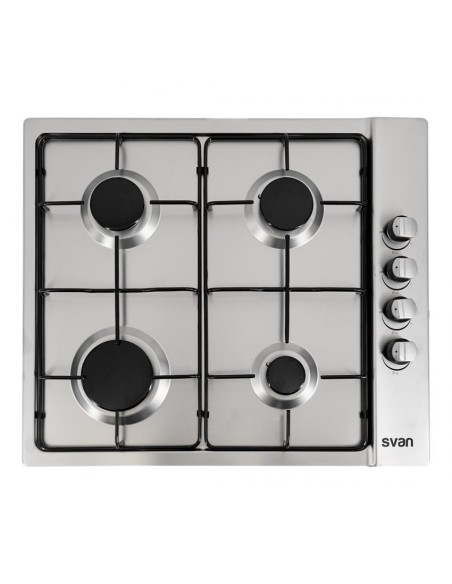Encimera Svan, Gas Butano, 7.06kW, 9cm, 58cm, 50cm, Inox, Ignición Auto, 4F, Kit Gas