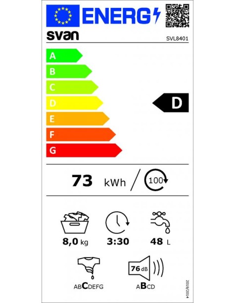 Lavadora 8kg Svan, Universal, A+++ (D) , 1000...