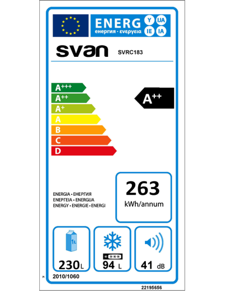 Combi Svan, Smart Frost, A++/E, 190.1cm, 60.5cm, 71.5cm, Retro Crema, Display interior, Chiller