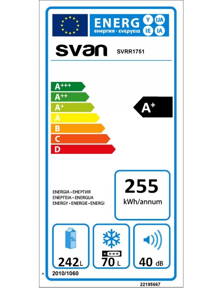 Frigorífico Svan, Cíclico, A+/F, 1,794cm, 60,5cm, 70,0cm, Retro Rojo, Electrónico