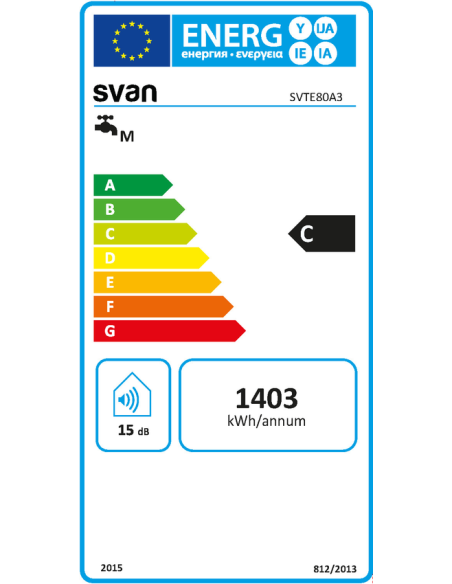 Termo eléctrico Svan, Vertical, 73L, C, 74,5cm, ø45cm, Blanco, Electrónico, 1,5kW