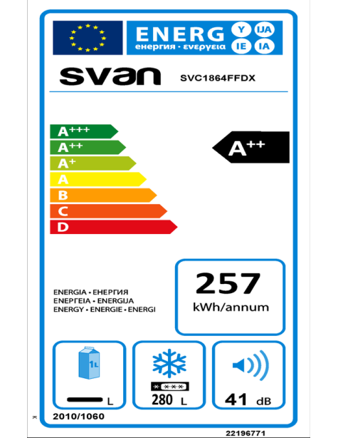 Congelador Svan, Smart Frost, A++/E, 186cm,...