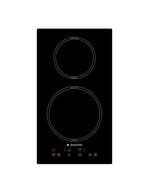 Placa Inducción Aspes 3600W 5,8cm 29cm 52cm Cristal negro Táctil 2Z Booster 