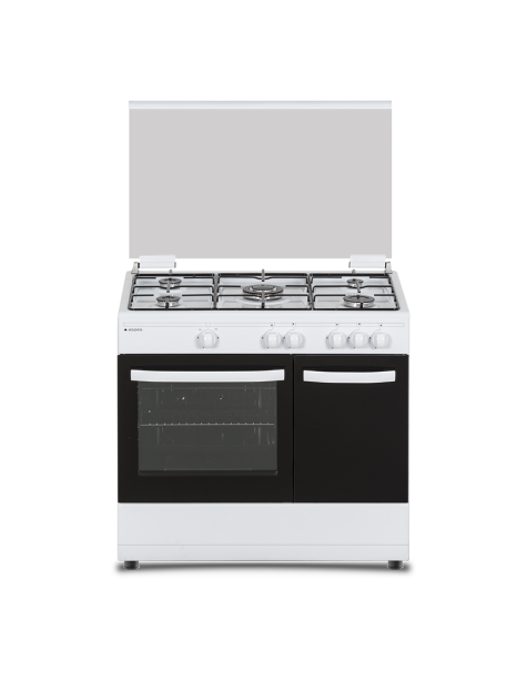 Cocina Aspes Gas 80cm 89,8cm 60,1cm Blanco Manual 5Q Wok 62L 2P KitGas T.Cristal PortaBom.