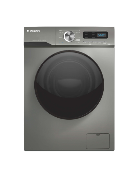 Lavadora Aspes 9kg 1400rpm C 85cm 59,5cm 60cm Inox Display Inverter Vapor Puerta XXL T.Diamante