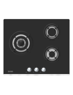 Placa Gas Butano Svan 6050W 10cm 60cm 51cm Cristal negro...