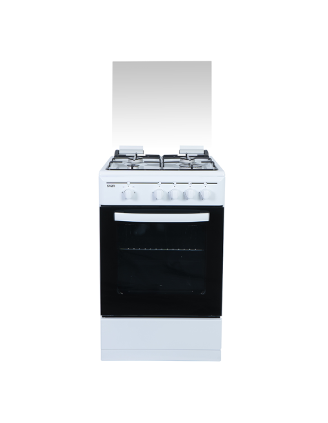 Cocina Svan Gas 87cm 50cm 56,5cm Blanco Manual 4Q 55L 2P KitGas T.Cristal Grill