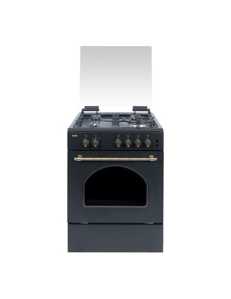 Cocina Svan Gas 85,3cm 59,7cm 62,9cm Rústico negro Manual 4Q Wok 59L 2P KitGas T.Cristal Grill