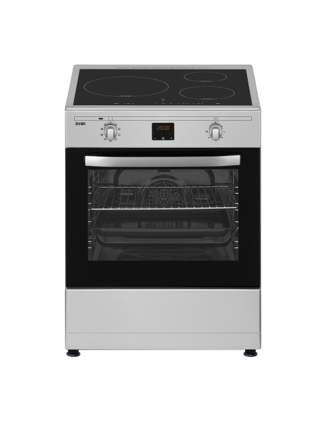 Cocina Svan Eléctrica Inducción 89cm 59,8cm 62,6cm Inox Display 3Z 60L 9P Turbo Grill